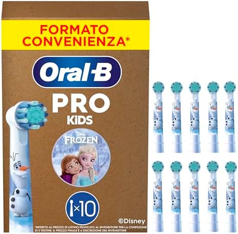 PRO Testina Spazzolino Elettrico Per Bambini dai 3 anni in su, Con Disney Frozen, Setole Extra Morbide, Bianco, Confezione Da 10