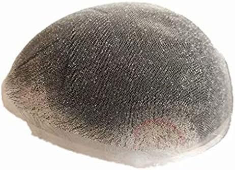 NLW Human Hair Men's Toupee with HD Soft fine Swiss lace Durable Real Hair System for Men 10x8 base size hair prosthesis mens patch units implant Straight hair pieces #1B40 - Image 5