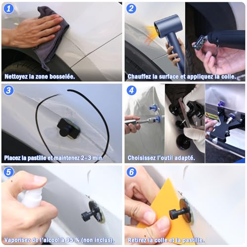 PDR TOOLS Car Paintless Dent Repair Kit - Body Dent Repair Tools with Hammer Puller, Suction Cups & Accessories, Body Repair Kit for Metal Surfaces