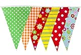 Super Stars 35 Flags 30 Feet Vintage Cottage Tea Party Pennant Flag Bunting Long Length Decoration (C1351)