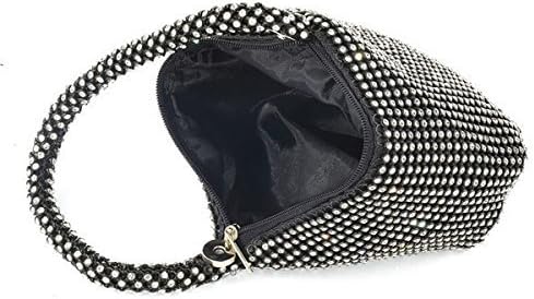 JIAN YA NA Women Ladies' Evening Clutch Bling Glitter Purse Triangle Design Wedding Purse Handbag for Party Prom (Black) - Image 4