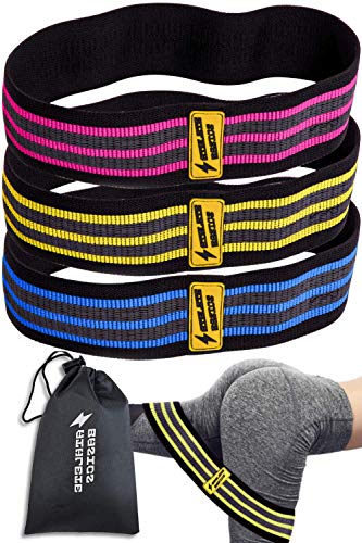 Athlete Basics 3-Piece Fabric Hip Slingshot Bands - Ideal for Women and Men to Maximize Workout, CrossFit, Yoga & More - Resistance Booty Bands for Legs, Shoulders and Arms