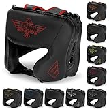 Elite Sports New Item Boxing Head Guard, Sparring Kickboxing, MMA, Muay Thai Headgear Kick Brace Head Protection (Red)