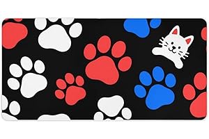 Large Mouse Pad, Dogs and Cats Paws Desk Pad Protector Waterproof Desk Mat for Keyboard and Mouse, Non-Slip Rubber Base, Desk