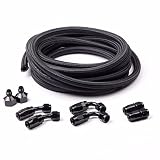 SUNROAD 6AN 12Ft Universal Braided Oil Fuel Line Hose Stainless Steel Nylon with 6PC AN-6 Swivel Hose Ends & 2PC AN-6 to AN-10 Fuel Tank Fitting Adapters Kit-Black