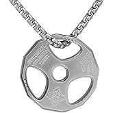BaBakiak Dumbbell Necklace Fitness Gym, Weight Plate Barbell Pendant Stainless Steel