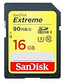 SanDisk 16GB Extreme SDHC UHS-I Memory Card - 90MB/s, C10, U3, V30, 4K UHD, SD Card - SDSDXNE-016G-GNCIN