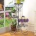 ZGXY Plant Stand Metal Flower Holder Pot with 4 tier Garden Decoration Display Wrought Iron 4 Layers Planter Rack Shelf Organizer for Garden Home Office Black