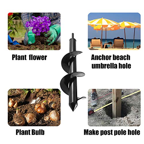Jayzod 3"x10" Solid Auger Drill Bit for Planting，Garden Auger Spiral