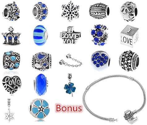 20 pcs Love Heart Gold/Silver Beads fit for pandora Snake Chain Charms Bracelet (As the picture showed)