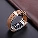 bayite Leather Band for Fitbit Charge 2, Light Brown with line, 5.5