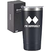 Onebttl Skiing Gifts for Men, 20oz Insulated Stainless Steel Tumbler, Perfect Ski Lovers Idea for Men/Male in Christmas, Birthday, Appreciation - I'M DIFFICULT
