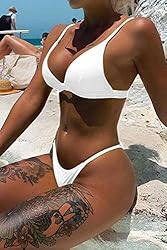 Jolefille Womens Thong Bikini Sets Triangle Two
