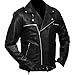 CHICAGO-FASHIONS Mens Negan Jacket - Walking S7 Jeffrey Dean Morgan Black Biker Leather Jacket -Motorcycle Faux Outerwear, Large