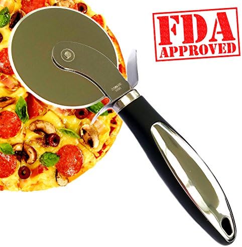 - CLEARANCE SALE - PRO Pizza Cutter Wheel Pizza Slicer Super Sharp Pizza Cutter Stainless Steel Knife Blade With Safe Blade Cover Easy To Use And Clean (MYSASTAR Kitchen Gadgets, Black)