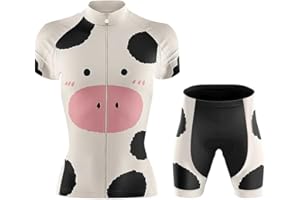 Cycling Jersey Women Cycling Kit Bike Jersey Shorts Cow Breathable Bike Shirts for Women Biking Tops with Pockets