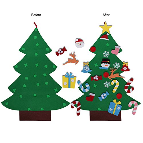 AerWo DIY Felt Christmas Tree Set + 26pcs Detachable Ornaments, Kids Wall Hanging Xmas Gifts for Christmas Decorations