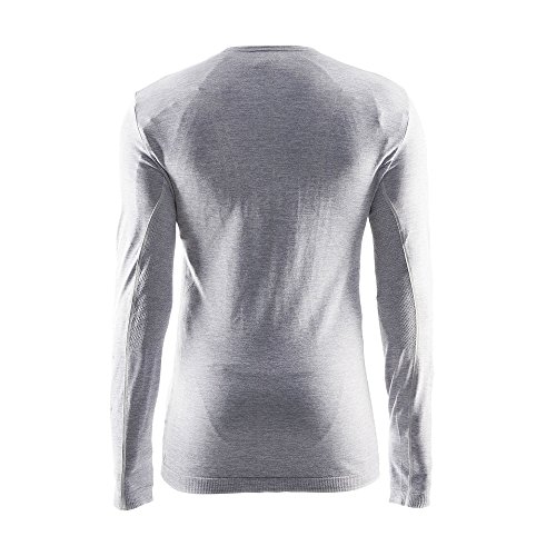 Craft Sportswear Men's Long Sleeve Active Comfort Roundneck Base Layer Seamless Shirt: cooling/sport/bike/ski/run/sun/protection/top, Grey Melange, Small