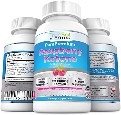 True Sol - Raspberry Ketones Plus with African Mango, Acai Berry, Green Tea Extract, Resveratrol, Apple Cider Vinegar and Kelp