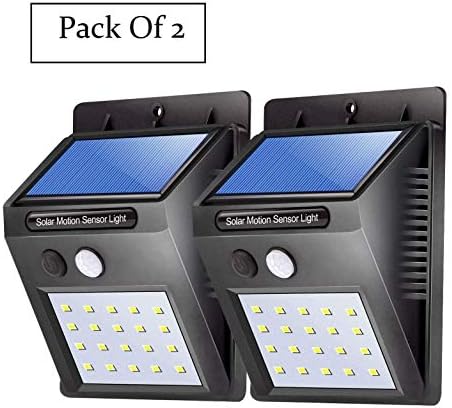 TAGKART LED 20 Bright Outdoor Security Lights with Motion Sensor Solar Powered Outdoor/Garden Wall Pack of 2