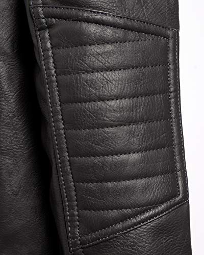 Urban Republic Boys Faux Leather Jacket with Fleece Hoodie (10/12, Charcoal w/Black) - Thumbnail 3