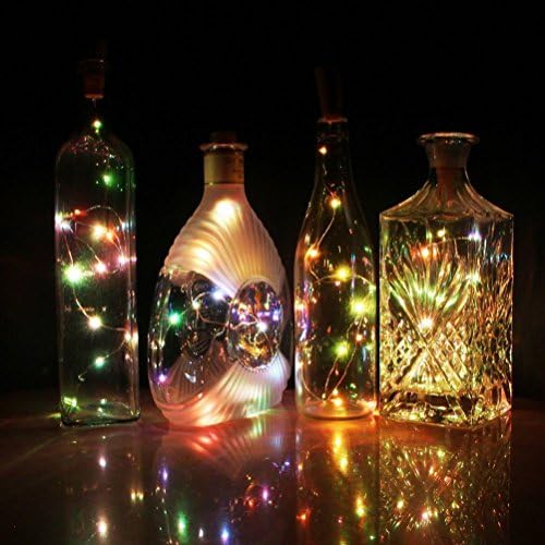 TsLolly Lots of 6pcs Bottle Lights Cork Shaped 20 LEDs Micro Fairy Lights for Party Birthday Wedding Home Table Decor (RGB)