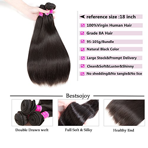 Ubuty 8A Brazilian straight hair bundles 18.20.22 Inch 100% Unprocessed Virgin Hair Remy Human Hair 3 Bundles Weave Mink Hair Natural Color