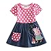 peppa pig clothing Little Girls' Spring Summer Fall Short-Sleeve Cartoon Dot Alphabet Flowers Stitching Natural Cotton Dresses,Fuchsia/Blue,5(5-6Y)