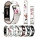 Leather Band for Fitbit Charge 2,New Flower Print Pattern Wrist Bands Strap Bracelet Replacement Watchband Accessories for Fitbit Charge 2 Smartwatch Fitness Tracker (Black+ Green)