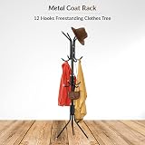 1ABOVE Metal Coat Rack with 12 Hooks, Freestanding, 67 Inch Black view 3