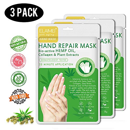 3 Pack Natural Peel Hand Repair Mask，Spa Gloves Deep Moisturizing Nourish Whitens for Dry Hands，Exfoliating Reduce Age Spots Repair Rough Damage Skin