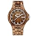 MEKU Mens Handmade Wooden Wrist Watch Quartz Natural Zebrawood Date Calendar Display Gifts