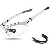 ROCKBROS Photochromic Sports Sunglasses Mens Pickleball Glasses Cycling Glasses MTB Sunglasses, with Removable Elasctic Band