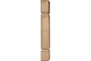 Ekena Millwork COL03X03X35KEMA Kent Raised Panel Cabinet Column (Top Block: 6 1/8", Bottom Block: 7 1/8"), 3 3/4"W x 3 3/4"D x 35 1/2"H, Maple
