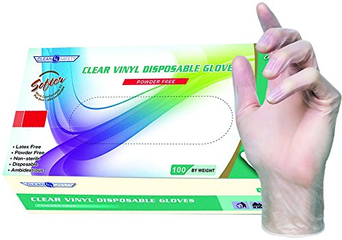 Clean Safety CS2101-S-BX Vinyl Industrial Grade Foodservice Glove, 4 mil, Powder-Free, Latex-Free, Allergy-Free, Smooth, FDA 177.1950 Compliant for Food Contact, Small, Clear
