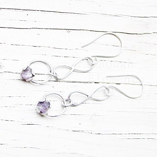 Fine Silver and Rare Violet Scapolite Earrings, Infinity Ring Earrings