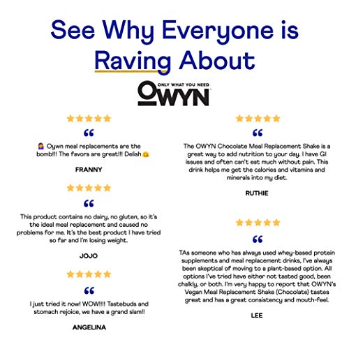 OWYN 100 Vegan PlantBased Meal Replacement Shakes Chocolate, 12 Fl Oz (Pack of 4) Dairy