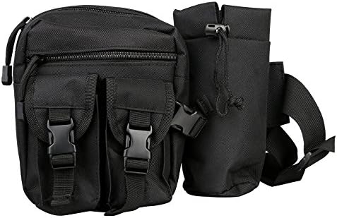 Koalasport "SAVAGE" Military Parachute Material 600D Waterproof Nylon Waist Pack Belt Bag with Small Kettle Bag Black