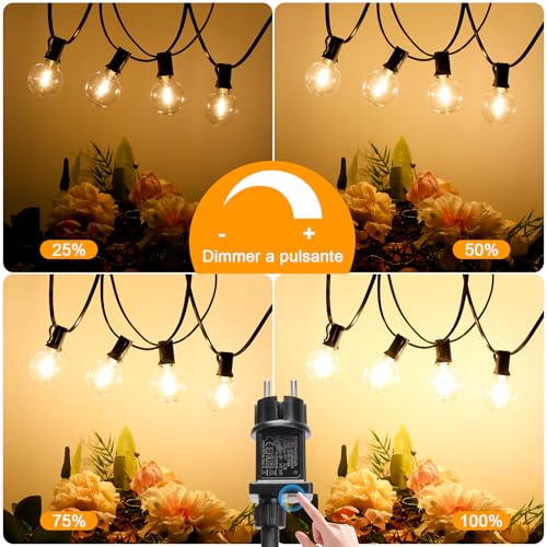 Outdoor Garden Lights, 10M/33FT G40 IP44 Waterproof Outdoor Light Chain, Adjustable Light 11 LED Outdoor Bulbs Warm Wire, Outdoor Garden Lamps for Terrace, Gazebo