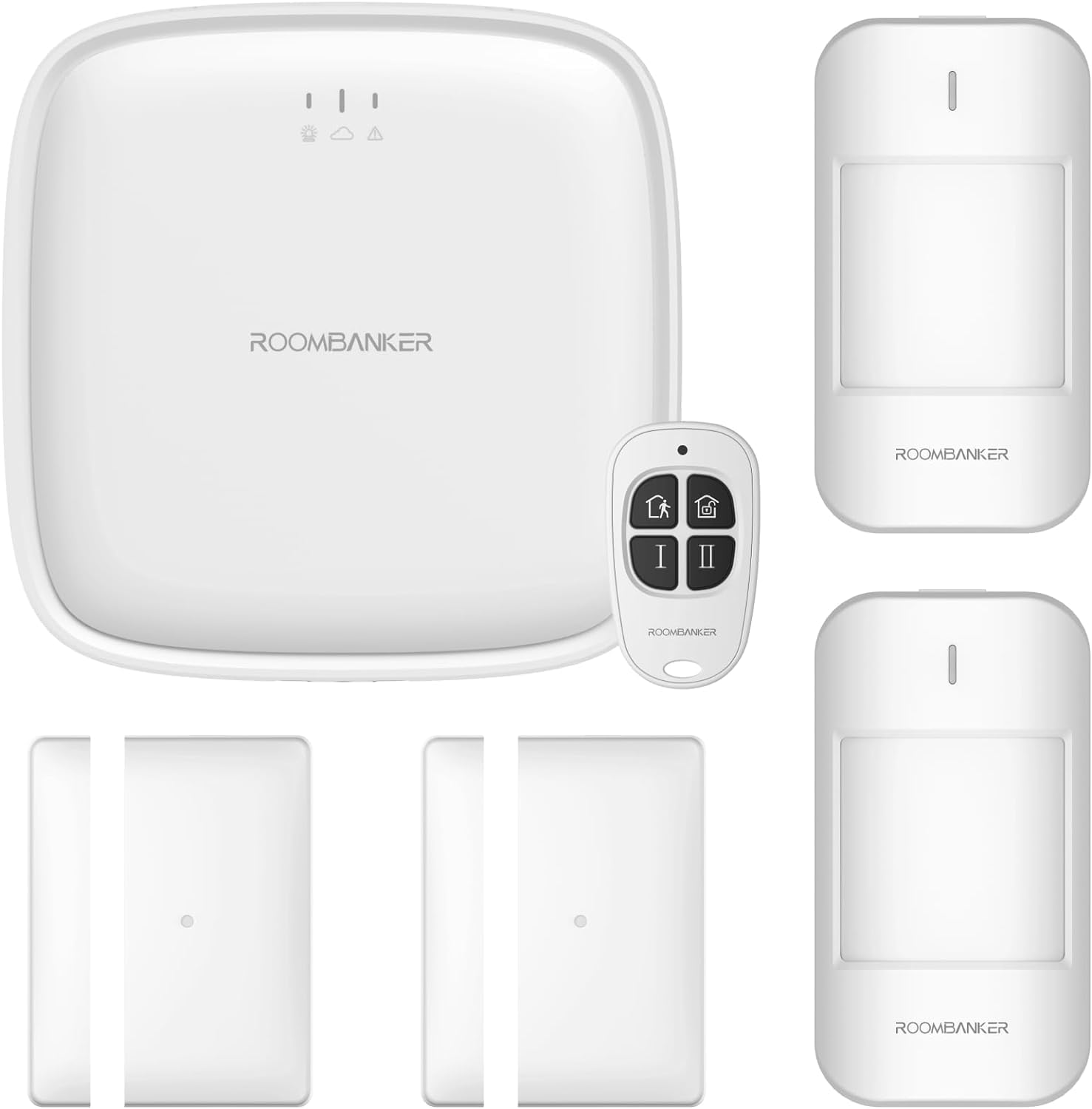Roombanker Complete Home Security Kit - Pico Hub, PIR Sensors, Door Magnetic Sensors, and Keyfob for Full Protection