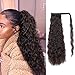 ALIMICE Long Corn Wave Ponytail Extension Synthetic Wavy Curly Wrap Around Clip in Ponytail Hair Extensions for Women Natural Hair Ponytails for Girl Lady Magic Paste Ponytail（22 inch 100g