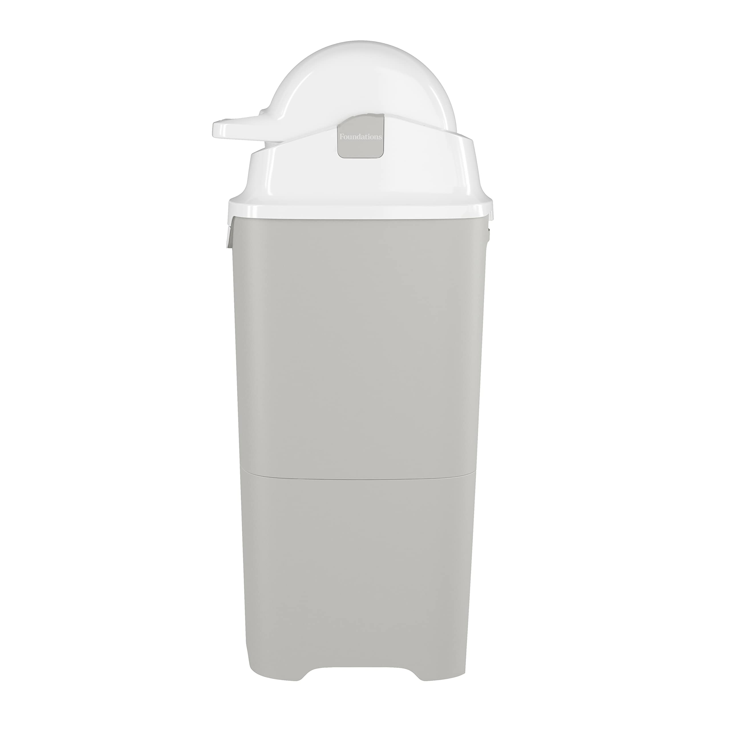 Foundations Tall Diaper Pail with Airtight Lid - Durable & Odorless Diaper Disposal, Large Capacity, Holds up to 60 Newborn Diapers, Refill with Any Bags - Gray