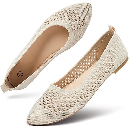 hash bubbie Women's Flats Shoes Women Comfortable Dress Shoes Black Pointed Toe Flats Ballet Mesh Knit Flat Dressy Slip on Business Casual Shoes for Women