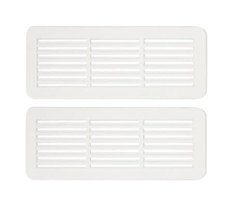 2 pieces Door ventilation grille, ventilation grille, door air grille, door grille, white, 150 mm x 60 mm, made of high-quality ASA plastic, bathroom, kitchen, for retrofitting