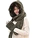 Winter Warm Women Siamese Hoodie Gloves Pocket Earflap Hat Long Scarf Shawl Wraps