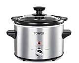 Tower Infinity Compact Slow Cooker 1.5L Keep Warm 120W Stainless Steel T16020 view 1