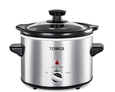 Tower Infinity Compact Slow Cooker 1.5L Keep Warm 120W Stainless Steel T16020