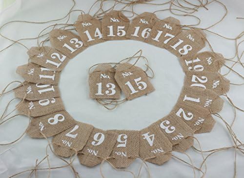 Cheonus Burlap Table Number Cards No.1-No.20 Rustic Wedding Reception Jute Hessian Cards Wedding Part Bridal Shower Hotel Decor