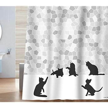 Chat Noir Black Cat Fabric Novelty Shower Curtain Museum