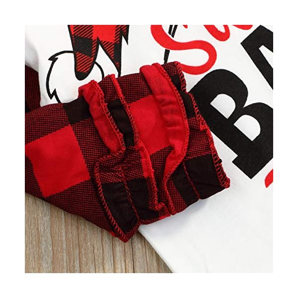 Toddler Kids Baby Girls Top Christmas Santa Print Plaid Ruffle Long Sleeve T-Shirt Outfits Clothes (4-5 T, Red Plaid) - Image 6